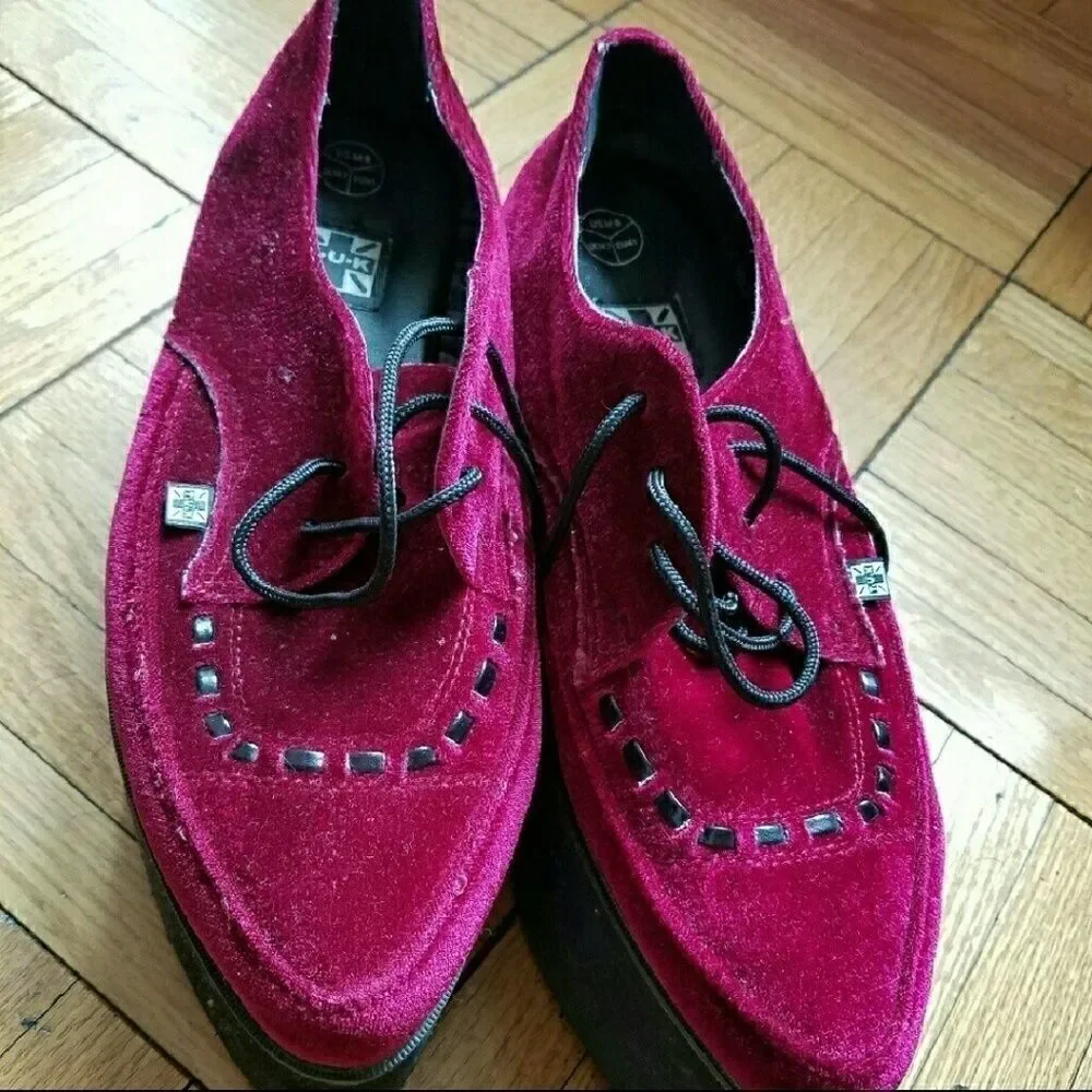 RARE Size 10 TUK Burgundy Punk Platforms